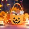 Halloween Small Pumpkin Bucket for Candy (Orange) - 8"D x 8"W x 6"H